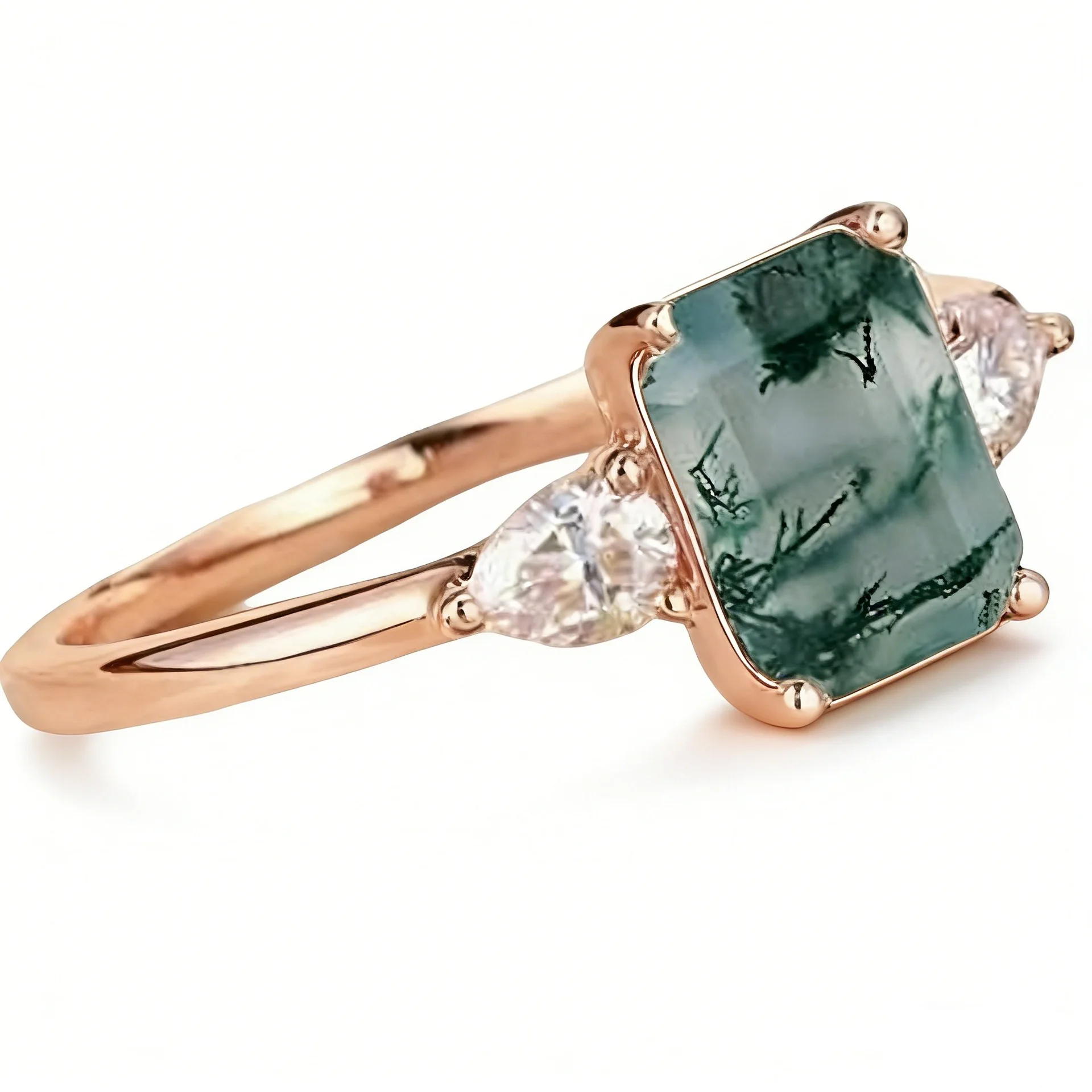 925 Sterling Silver Natural Green Moss Agate Blue Moonstone Black Rutilated Quartz Crystal Ring Daily Jewelry for Women
925 Sterling Silver Natural Green Moss Agate Blue Moonstone Black Rutilated Quartz Crystal Ring Daily Jewelry for Women