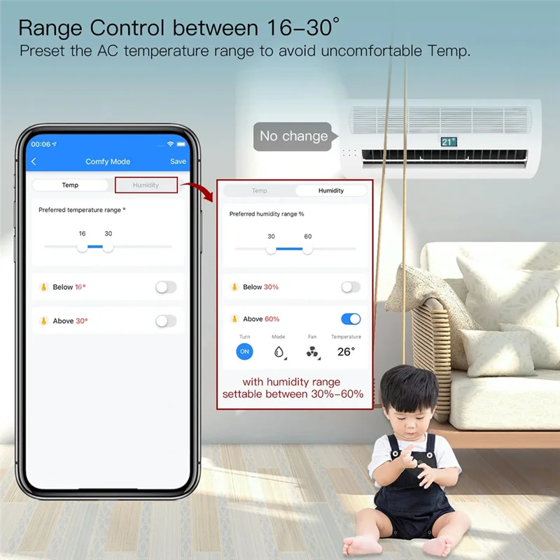 VEHO-1 PCS AC Controller Remote Control Temperature And Humidity Sensor Voice Control For Alexa Google