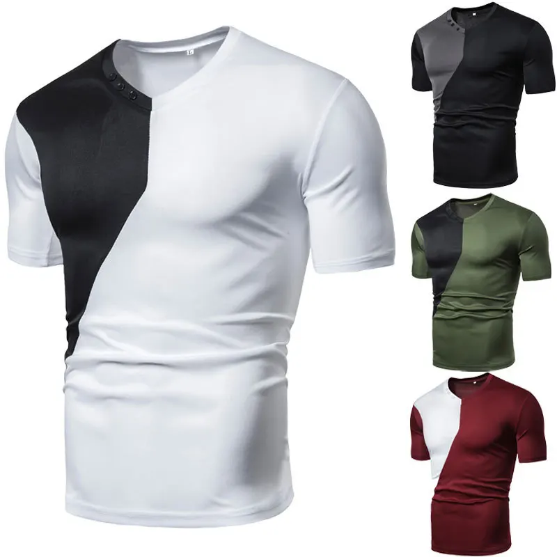 Summer Men's Clothing European and American Solid Color Splicing Men's Casual Sports Slim Fit Short Sleeved V-neck
Summer Men's Clothing European and American Solid Color Splicing Men's Casual Sports Slim Fit Short Sleeved V-neck