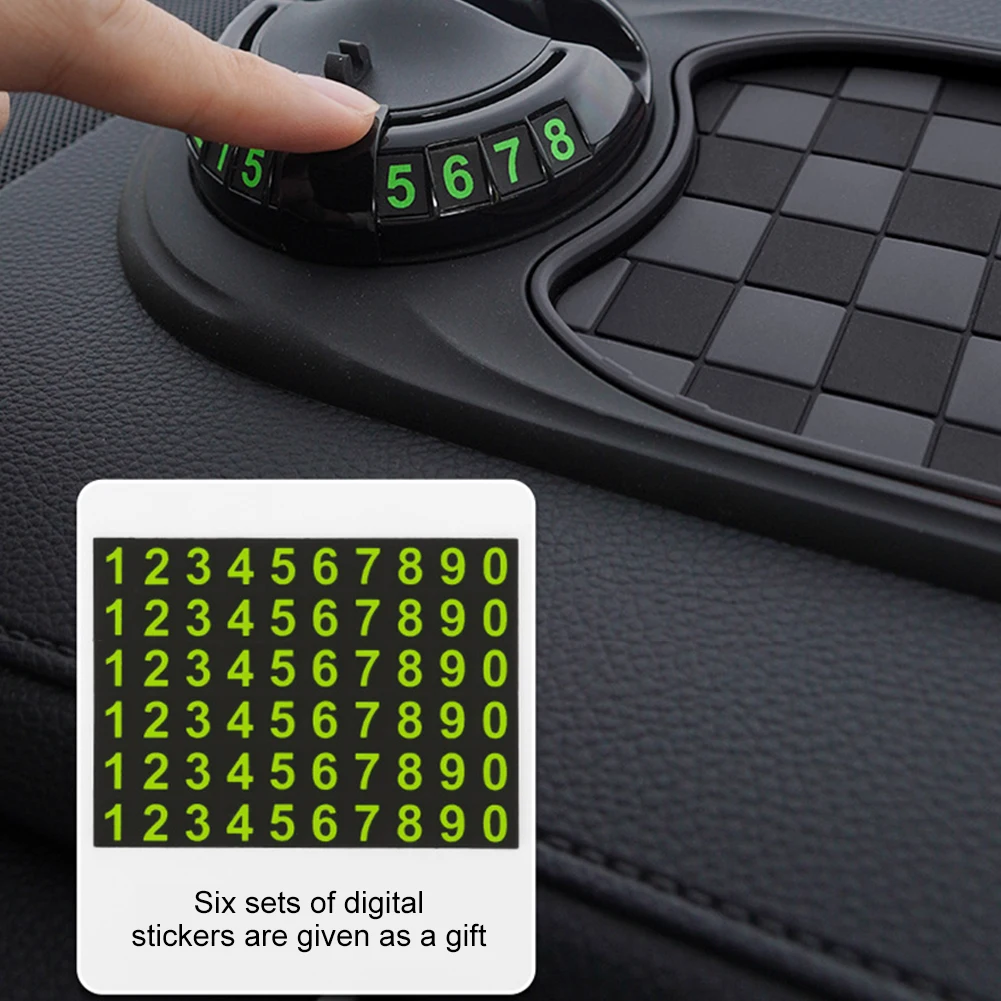 Вращающийся на 360 градусов автомобильный держатель для телефона с временным парковочным цифрами, накладка на приборную панель, противоскользящее крепление для телефона, автомобильные аксессуары
Вращающийся на 360 градусов автомобильный держатель для телефона с временным парковочным цифрами, накладка на приборную панель, противоскользящее крепление для телефона, автомобильные аксессуары