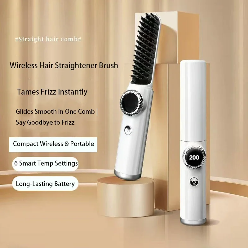 Wireless USB Charging Portable Hair Straightening Comb with 6 Temperature Settings, Lightweight Body and Display Screen
Wireless USB Charging Portable Hair Straightening Comb with 6 Temperature Settings, Lightweight Body and Display Screen