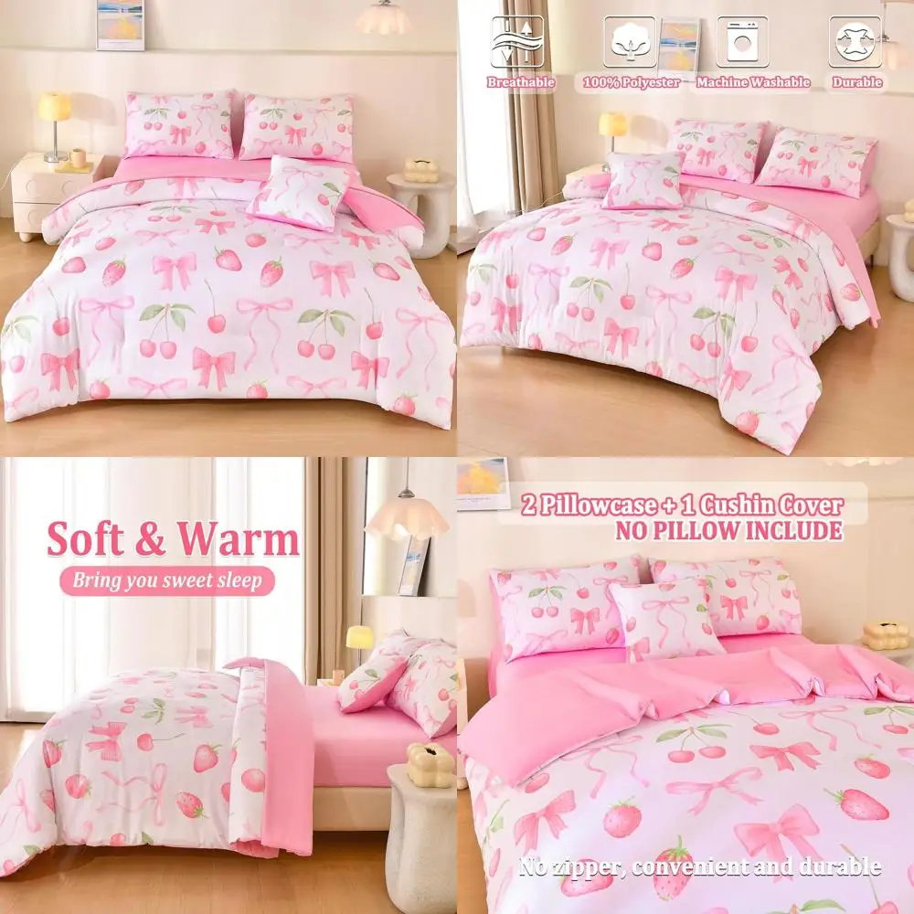 Комплект постельного белья с розовым бантом и клубникой вишневого размера, одеялом и простынями для девочек
Комплект постельного белья с розовым бантом и клубникой вишневого размера, одеялом и простынями для девочек