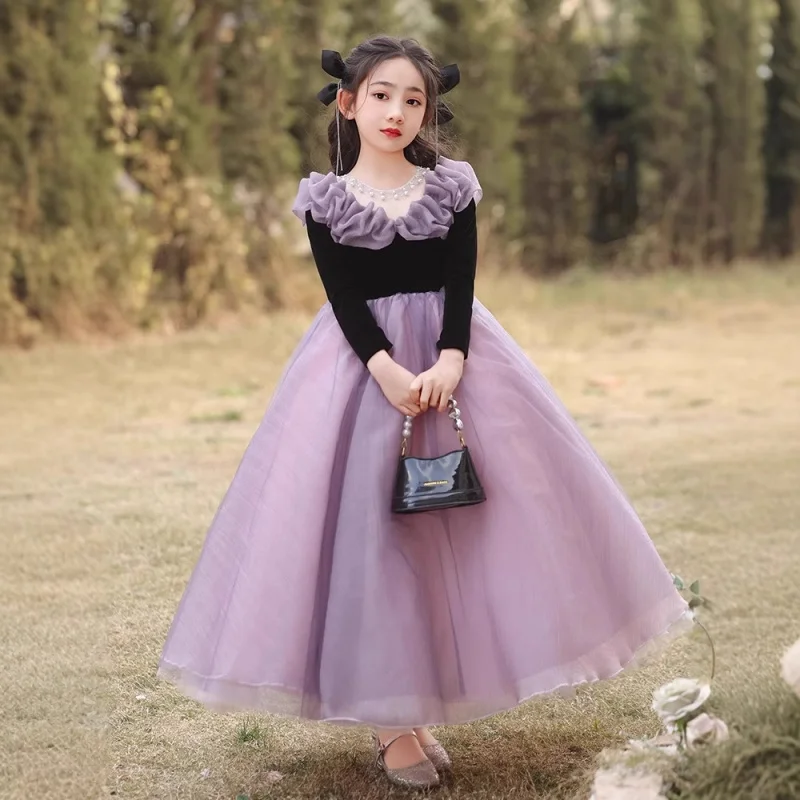 Children's Dress Princess Dress Spring High-end Birthday Host Girl Purple Long Sleeve Puffy Tulle Piano Performance Dress
Children's Dress Princess Dress Spring High-end Birthday Host Girl Purple Long Sleeve Puffy Tulle Piano Performance Dress