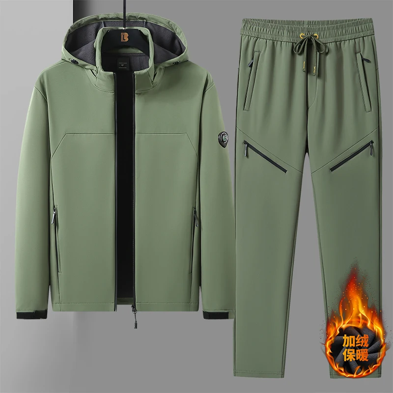 Мужской ветрозащитный костюм для активного отдыха с флисовой подкладкой, износостойкий, теплый, для осени и зимы, комплект из двух предметов, повседневный спортивный стиль
Мужской ветрозащитный костюм для активного отдыха с флисовой подкладкой, износостойкий, теплый, для осени и зимы, комплект из двух предметов, повседневный спортивный стиль