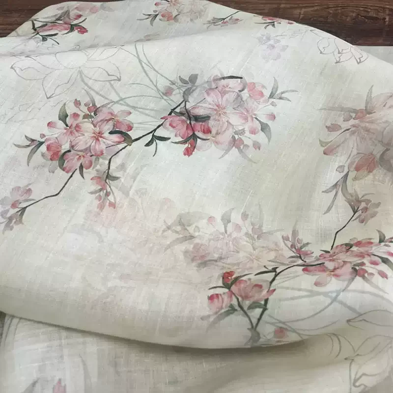 100% ramie fabric, white printed pattern, used for making clothing, skirts, and DIY sewing fabrics
100% ramie fabric, white printed pattern, used for making clothing, skirts, and DIY sewing fabrics