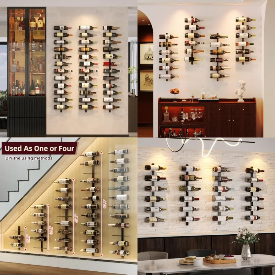 36 Bottle Wall Mounted Wine Rack, Modular Hanging Wine Rack for DIY Display, Detachable 3 Pack Wine Bottle Holder, Black Metal
36 Bottle Wall Mounted Wine Rack, Modular Hanging Wine Rack for DIY Display, Detachable 3 Pack Wine Bottle Holder, Black Metal