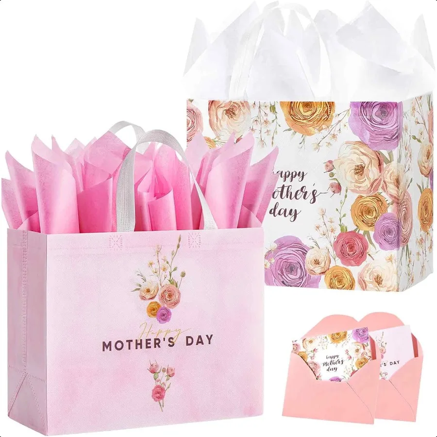 2 Pack 13" Large Mothers Day Gift Bags with Tissue Paper Reusable NonWoven Pink Gift Bags with Handles Mothers Day Gifts for Mo
2 Pack 13" Large Mothers Day Gift Bags with Tissue Paper Reusable NonWoven Pink Gift Bags with Handles Mothers Day Gifts for Mo