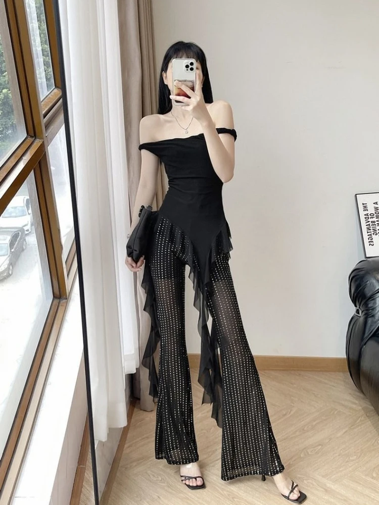 Summer New Women Sequin Embellished Flare Pants High Waisted Stretch Sheer Mesh Bodycon See Through Wide Leg Trousers
Summer New Women Sequin Embellished Flare Pants High Waisted Stretch Sheer Mesh Bodycon See Through Wide Leg Trousers