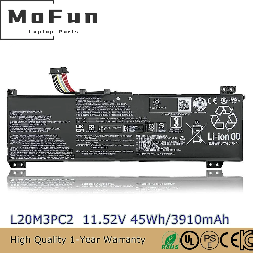 Original L20M3PC2 11.52V 45Wh Laptop Battery for Lenovo IdeaPad Gaming 3i 3-15ACH6 L20C3PC2 L20D3PC2
Original L20M3PC2 11.52V 45Wh Laptop Battery for Lenovo IdeaPad Gaming 3i 3-15ACH6 L20C3PC2 L20D3PC2