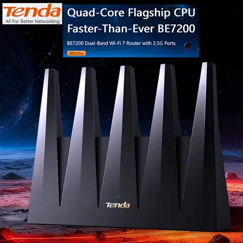 Tenda WiFi 7 BE7200 Dual-Band Wi-Fi Router 2.5G Ports Quad-Core CPU up to 7141Mbps Vertical Design Supports EasyMesh