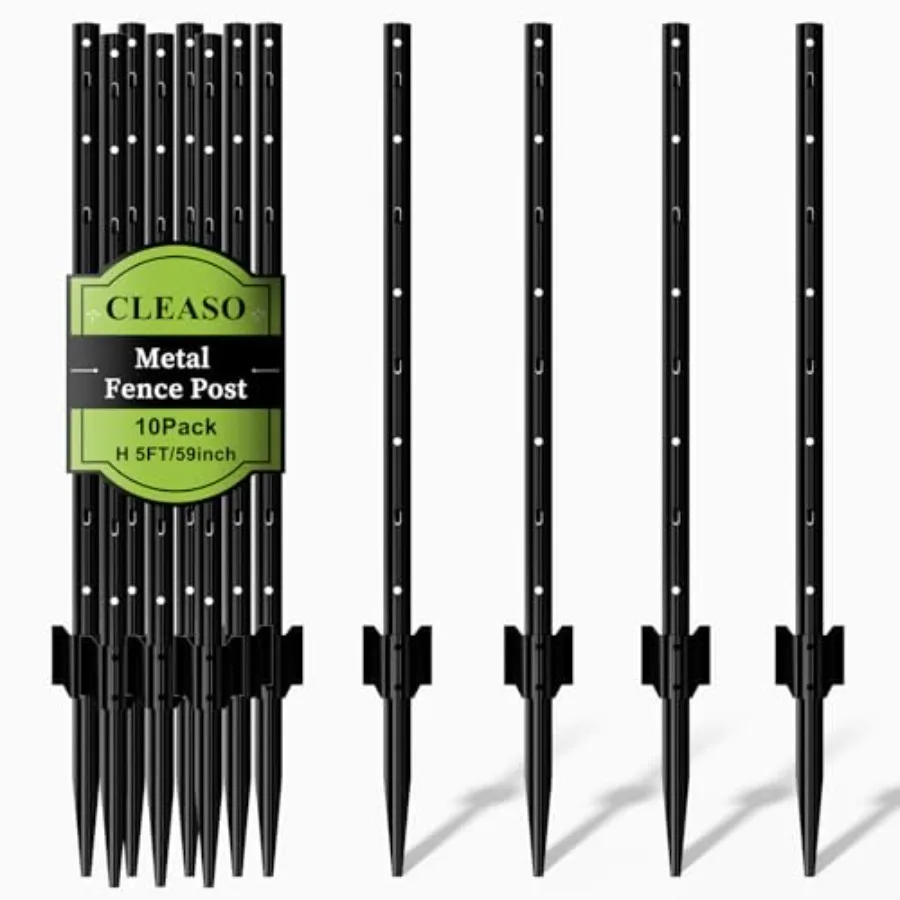 Metal Fence Post 5 Feet Pack of 10 T Post for Wire Fence Rustproof U Post Fencing No Dig Garden Stakes for Farm Orchard and Law
Metal Fence Post 5 Feet Pack of 10 T Post for Wire Fence Rustproof U Post Fencing No Dig Garden Stakes for Farm Orchard and Law