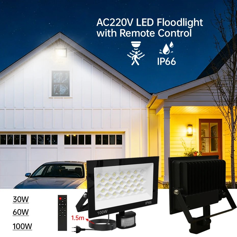 EU AU UK Plug Outdoor Led Floodlight Motion Sensor Remote Control Exterior Led Flood Light IP66 For Street Garden Wall Lamp
EU AU UK Plug Outdoor Led Floodlight Motion Sensor Remote Control Exterior Led Flood Light IP66 For Street Garden Wall Lamp