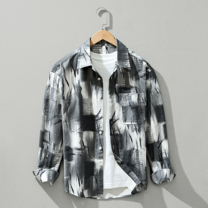 W802Весенне-осенняя мужская новая утолщенная рубашка из чистого хлопка с длинным рукавом, повседневная рубашка с принтом, модная красивая свободная универсальная рубашка
W802Весенне-осенняя мужская новая утолщенная рубашка из чистого хлопка с длинным рукавом, повседневная рубашка с принтом, модная красивая свободная универсальная рубашка