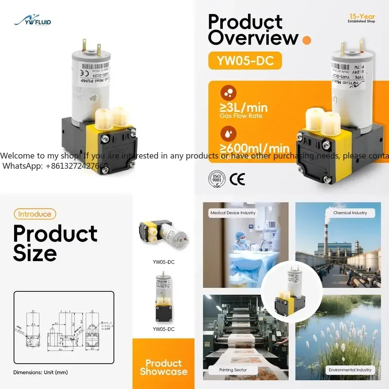 YW05-A-DC 12V/24V Brushless Diaphragm Pump Single Head Oil-Free Fresh Water & Air Diaphragm Pump up 600ml/3L/min OEM
YW05-A-DC 12V/24V Brushless Diaphragm Pump Single Head Oil-Free Fresh Water & Air Diaphragm Pump up 600ml/3L/min OEM
