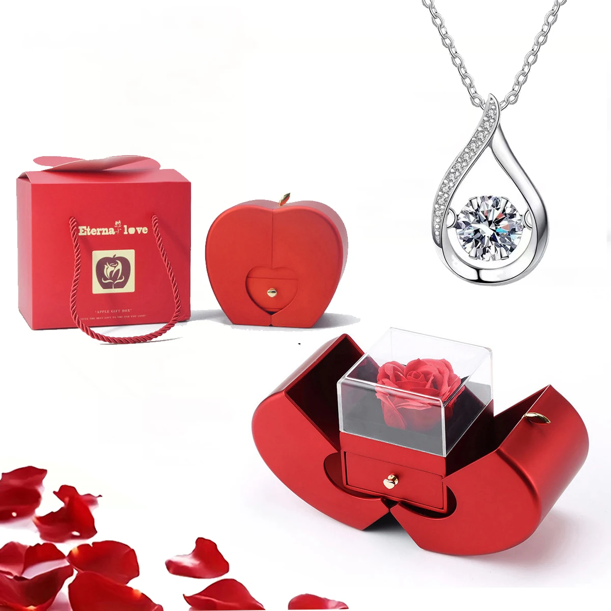 Luxury Zircon Necklace Pendant Collocation Apple Rose Gift Box For Women Wife Mother Day 2025 Romantic Surprised Jewelry
Luxury Zircon Necklace Pendant Collocation Apple Rose Gift Box For Women Wife Mother Day 2025 Romantic Surprised Jewelry