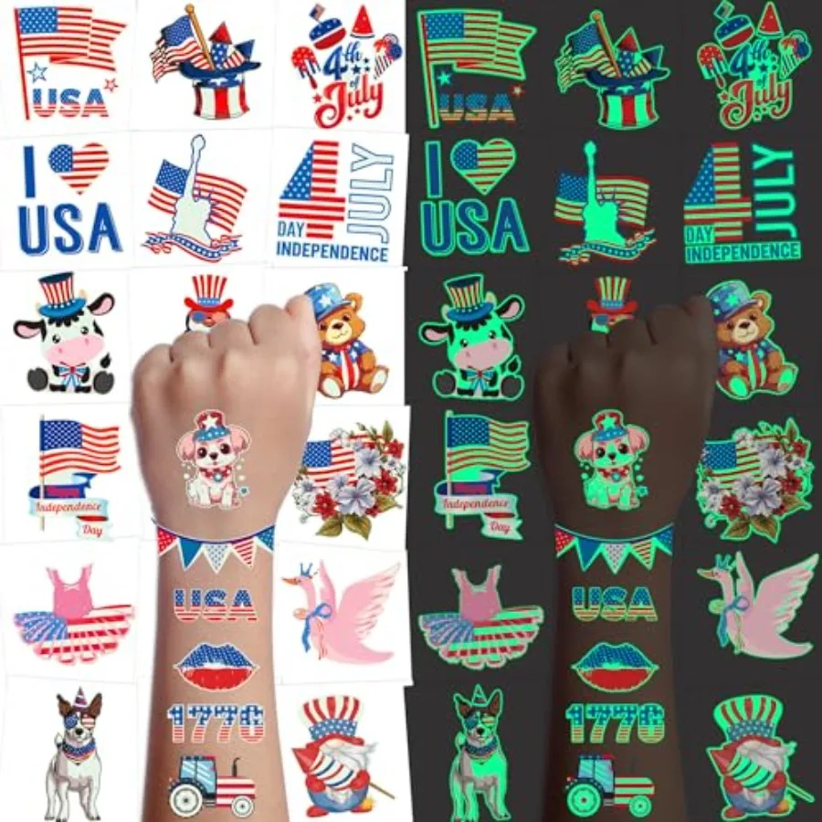 4th of July Tattoos for - 120+ PCS USA Fourth of July Temporary Tattoos, Glow in the Dark American Flag Patriotic Party Favors,
4th of July Tattoos for - 120+ PCS USA Fourth of July Temporary Tattoos, Glow in the Dark American Flag Patriotic Party Favors,