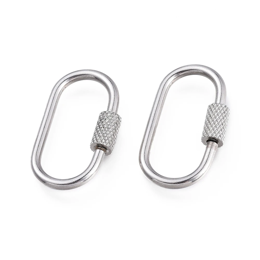 Non-Tarnish 304 Stainless Steel Screw Carabiner Lock Charms for Necklaces Making Quick Links Oval Stainless Steel Color
Non-Tarnish 304 Stainless Steel Screw Carabiner Lock Charms for Necklaces Making Quick Links Oval Stainless Steel Color