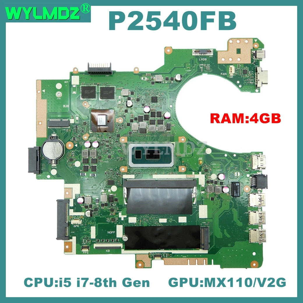 P2540FB Notebook Mainboard For ASUS P2540FB P2540F Laptop Motherboard with i3 i5 i7-8th Gen CPU MX110-V2G GPU 4GB-RAM
P2540FB Notebook Mainboard For ASUS P2540FB P2540F Laptop Motherboard with i3 i5 i7-8th Gen CPU MX110-V2G GPU 4GB-RAM
