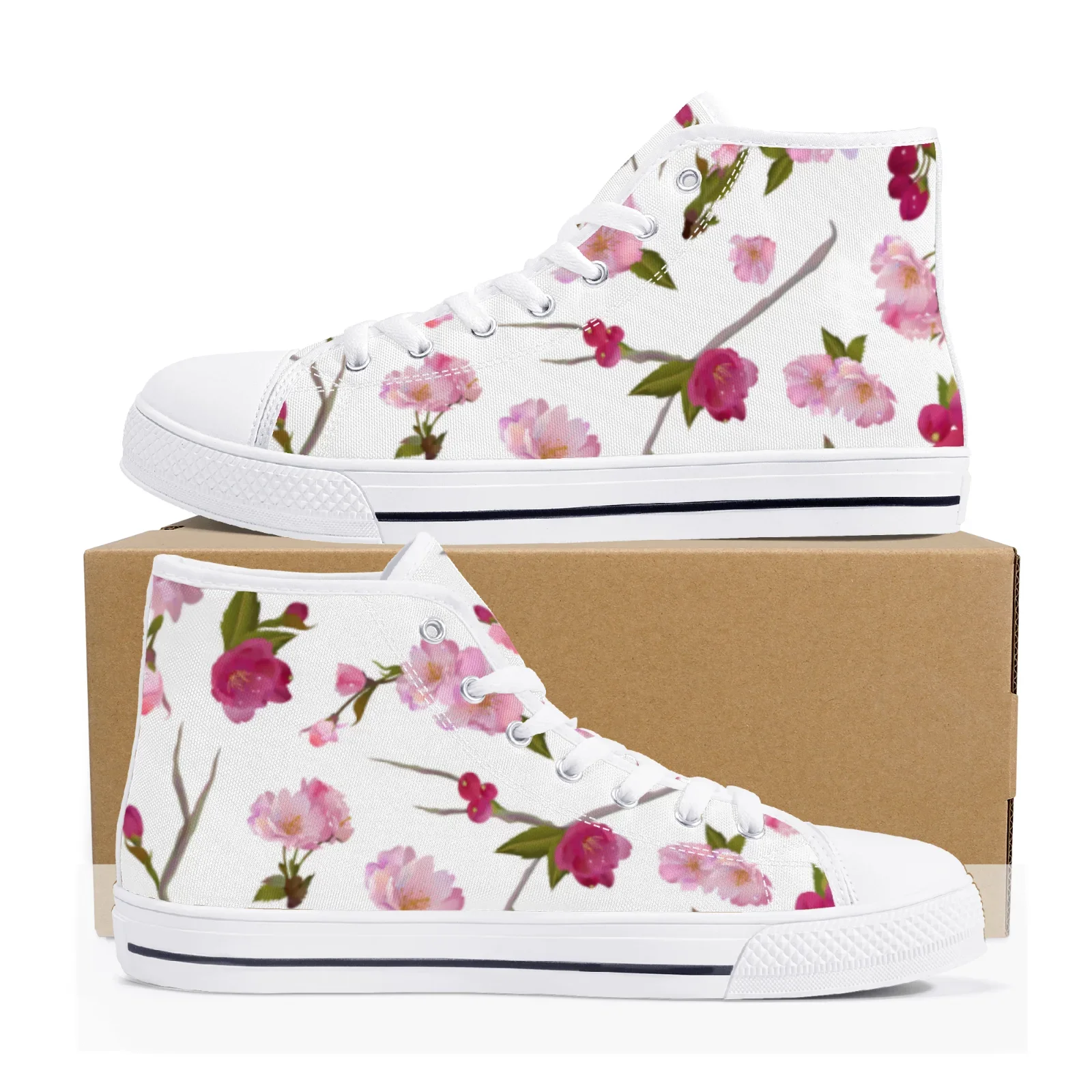 Customizable Floral Print High-Top Canvas Shoes Flat Sneakers Lightweight Casual Shoes for Men and Women
Customizable Floral Print High-Top Canvas Shoes Flat Sneakers Lightweight Casual Shoes for Men and Women