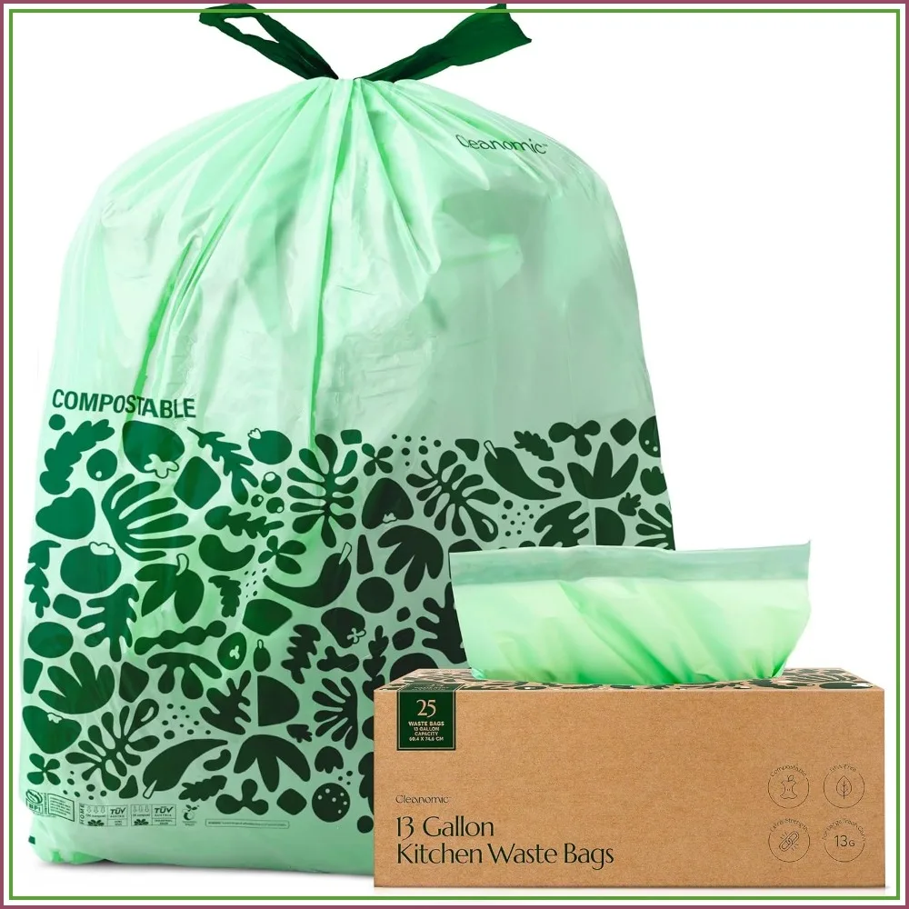 Compostable Trash Bags 13 Gallon, 25 Count Tall Kitchen Drawstring, BPI Certified
Compostable Trash Bags 13 Gallon, 25 Count Tall Kitchen Drawstring, BPI Certified