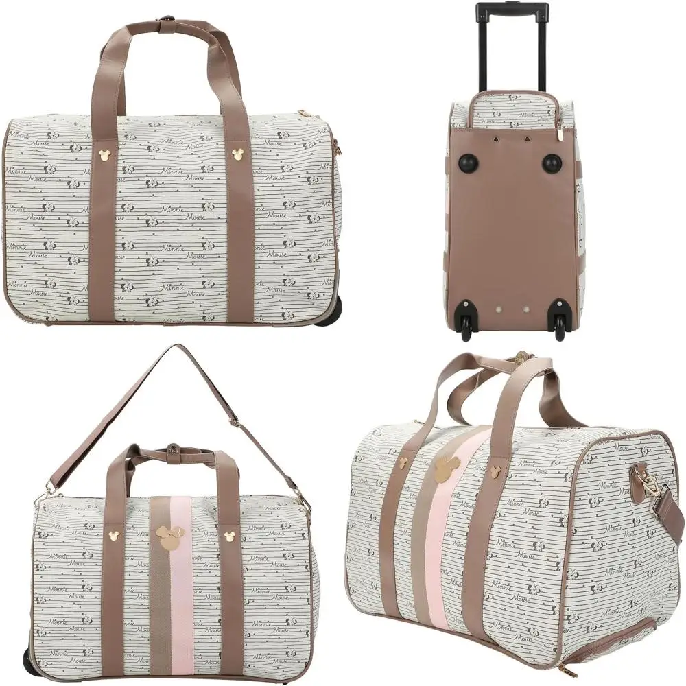18 Taupe Rolling Duffle Bag with Minnie Mouse Character Art & Emblems
18 Taupe Rolling Duffle Bag with Minnie Mouse Character Art & Emblems