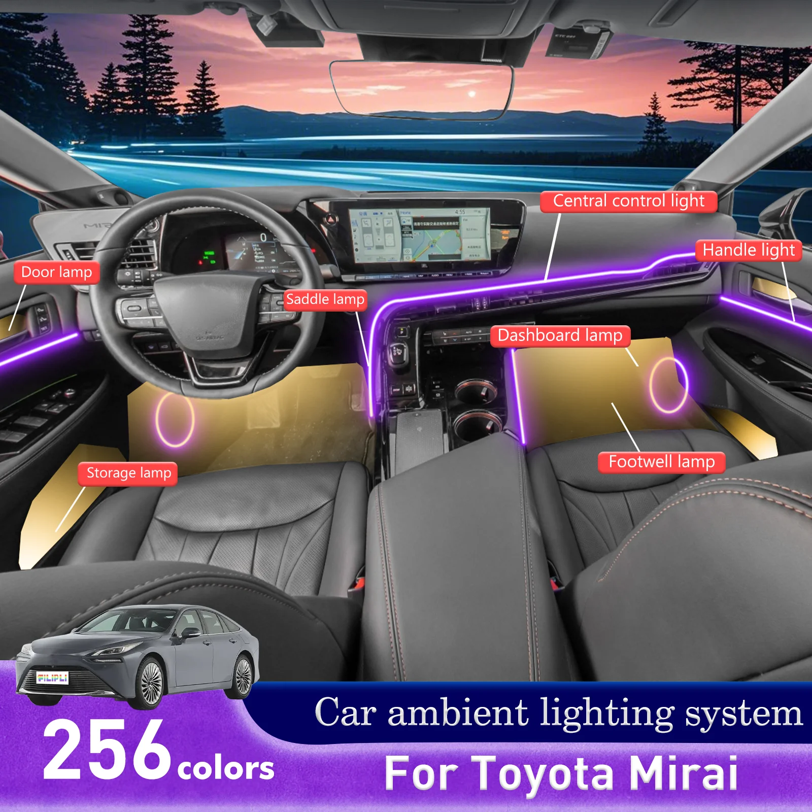 For Toyota Mirai Smart Remote Control Car Interior Ambient Light RGB 64 Colors LED Energy Saving Efficient Lamp Kit
For Toyota Mirai Smart Remote Control Car Interior Ambient Light RGB 64 Colors LED Energy Saving Efficient Lamp Kit