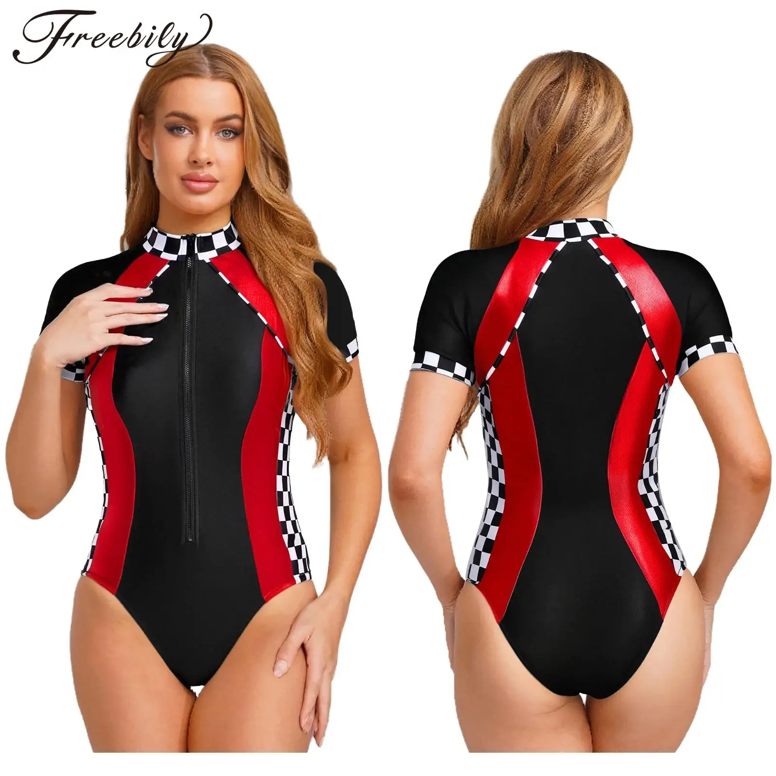 Женский костюм Snappy Racer на Хэллоуин, карнавальный костюм с короткими рукавами, клетчатая молния, блестящее боди, карнавальный костюм для гоночного автомобиля, одежда для водителя
Женский костюм Snappy Racer на Хэллоуин, карнавальный костюм с короткими рукавами, клетчатая молния, блестящее боди, карнавальный костюм для гоночного автомобиля, одежда для водителя