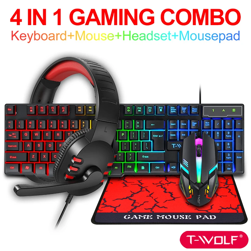 Esports Occupation Set 4 In 1 Kit Wired RGB Backlit Gaming Keyboard and Mouse Headset Combo,Rainbow LED Backlit Wired Keyboard
Esports Occupation Set 4 In 1 Kit Wired RGB Backlit Gaming Keyboard and Mouse Headset Combo,Rainbow LED Backlit Wired Keyboard