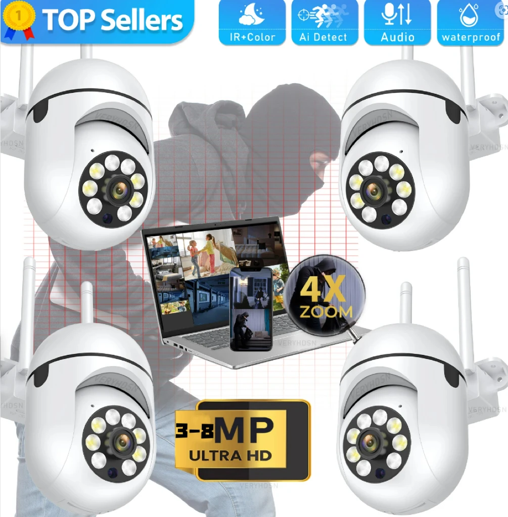 A7 Wireless Security Camera 360° Panoramic Monitoring 8MP HD Night Vision Two-Way Audio Home Surveillance Camera Remote View F
A7 Wireless Security Camera 360° Panoramic Monitoring 8MP HD Night Vision Two-Way Audio Home Surveillance Camera Remote View F