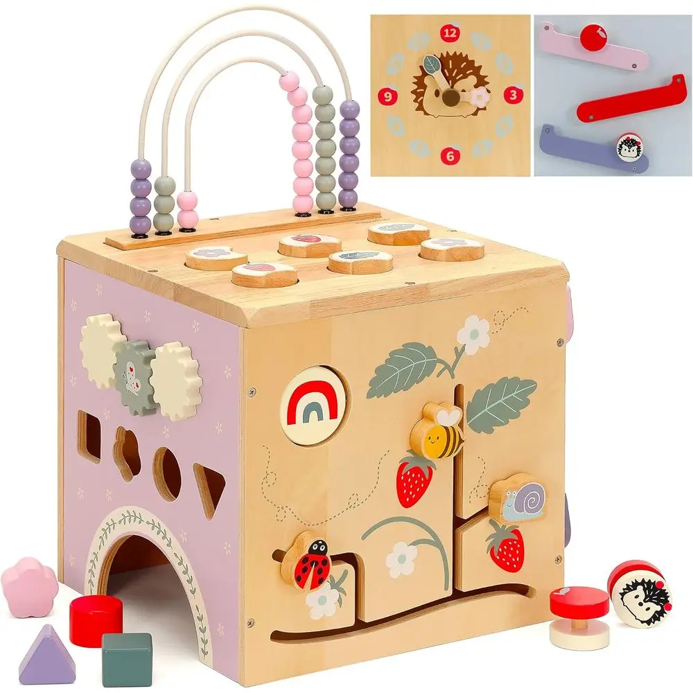 Pillowhale 8-in-1 Wooden Activity Cube or Toddlers 1–3, Montori Learning Toy with Bead Maze, Shape Sorter, Sliding Tracks & Cloc
Pillowhale 8-in-1 Wooden Activity Cube or Toddlers 1–3, Montori Learning Toy with Bead Maze, Shape Sorter, Sliding Tracks & Cloc