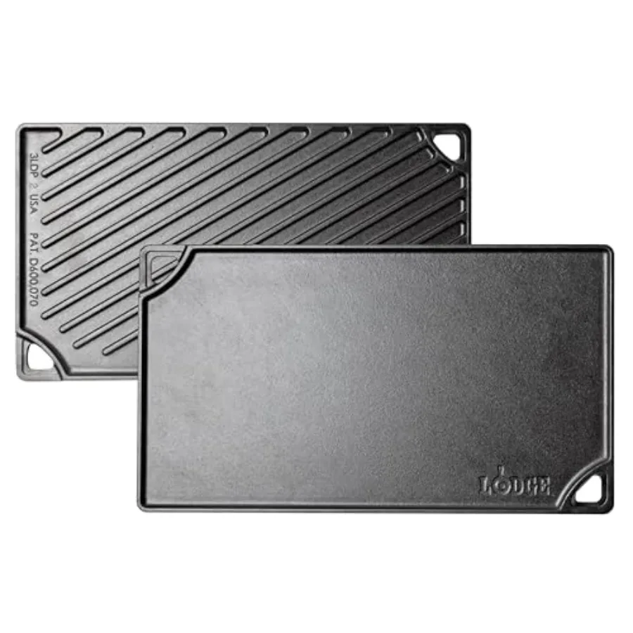 Double Play Reversible Cast Iron Grill/Griddle - Dual-Sided with Double Burner Configuration for Eggs, Pancakes, Burgers and Mo
Double Play Reversible Cast Iron Grill/Griddle - Dual-Sided with Double Burner Configuration for Eggs, Pancakes, Burgers and Mo