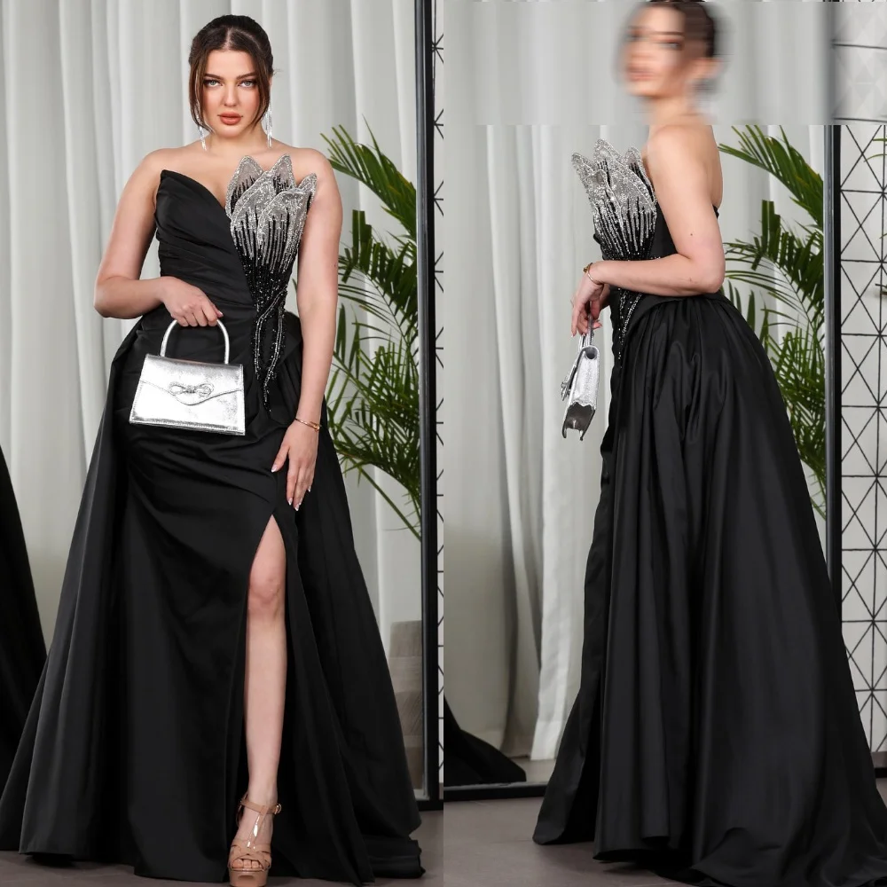 Customized Temperament Black Satin Evening Dresses Fashion Strapless Sleeveless Homecoming Dresses Exquisite Prom Dress
Customized Temperament Black Satin Evening Dresses Fashion Strapless Sleeveless Homecoming Dresses Exquisite Prom Dress