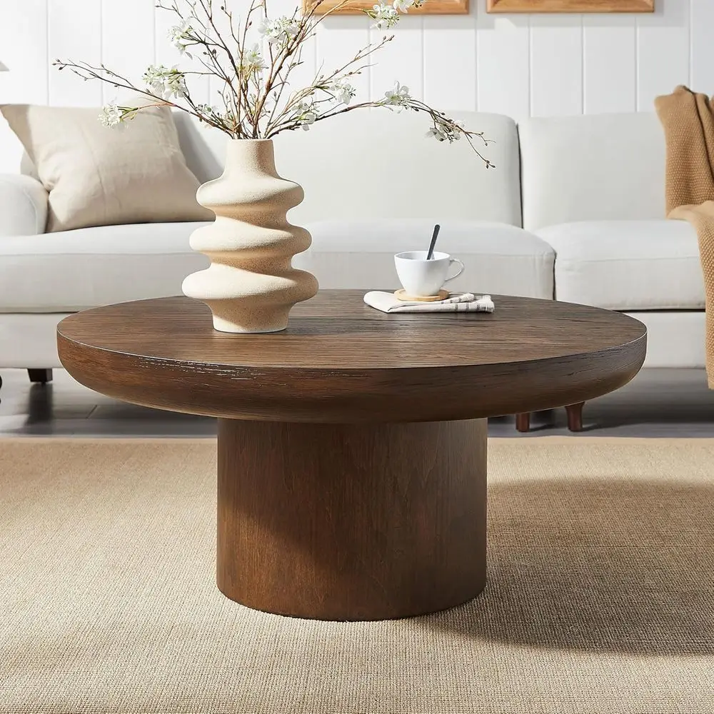 35.98 Round Wooden Drum Coffee Table with Cylindrical Base for Living Room Accent
35.98 Round Wooden Drum Coffee Table with Cylindrical Base for Living Room Accent