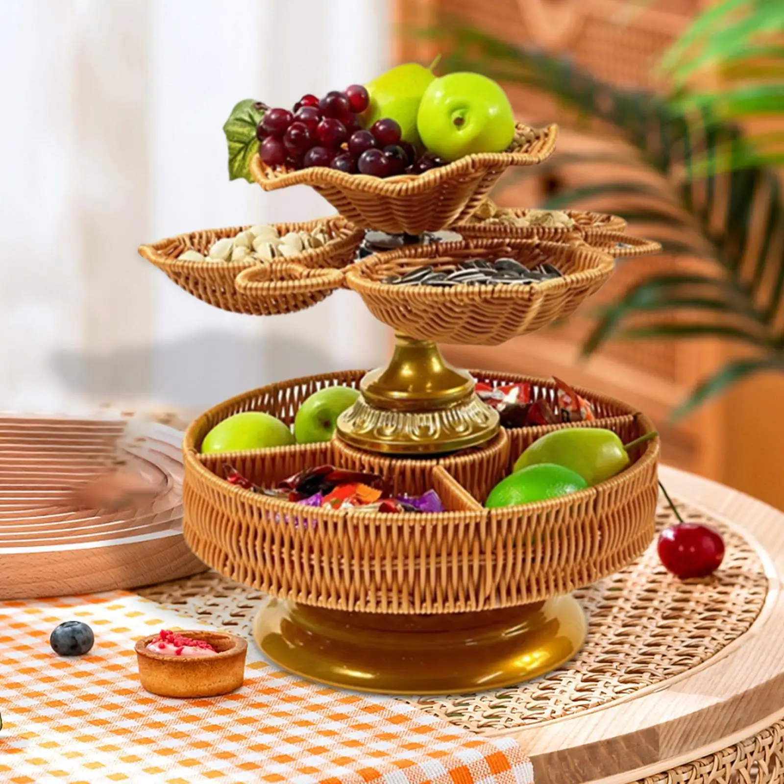 Round Woven Serving Tray Platter,Multi Layer Storage,Fruit Bread Breakfast Hand Woven Serving Basket for Kitchen Coffee Table
Round Woven Serving Tray Platter,Multi Layer Storage,Fruit Bread Breakfast Hand Woven Serving Basket for Kitchen Coffee Table