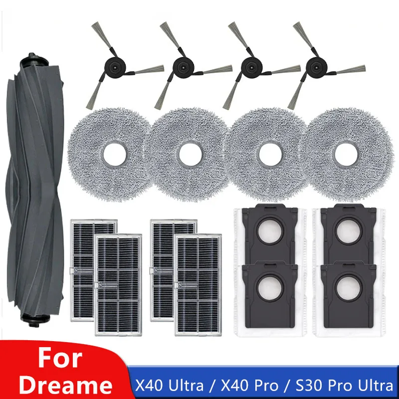 For Dreame X40 Ultra / X40 Ultra Complete / X40 Pro / S30 Pro Ultra Robot Vacuum Cleaner Main Brush Mop Hepa Filter Dust Bag
For Dreame X40 Ultra / X40 Ultra Complete / X40 Pro / S30 Pro Ultra Robot Vacuum Cleaner Main Brush Mop Hepa Filter Dust Bag