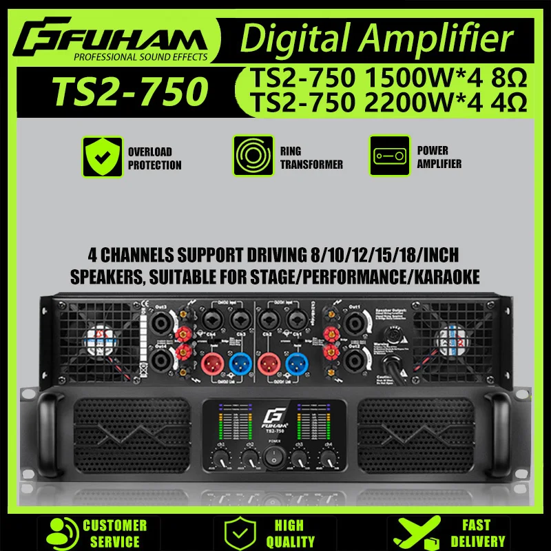 FUHAM TS2-750 Professional Digital Amplifier, Copper Heat Sink, 1500Wx4, 8 Ohm, 2U, High-Power Subwoofer Amplifier, Suitable
FUHAM TS2-750 Professional Digital Amplifier, Copper Heat Sink, 1500Wx4, 8 Ohm, 2U, High-Power Subwoofer Amplifier, Suitable