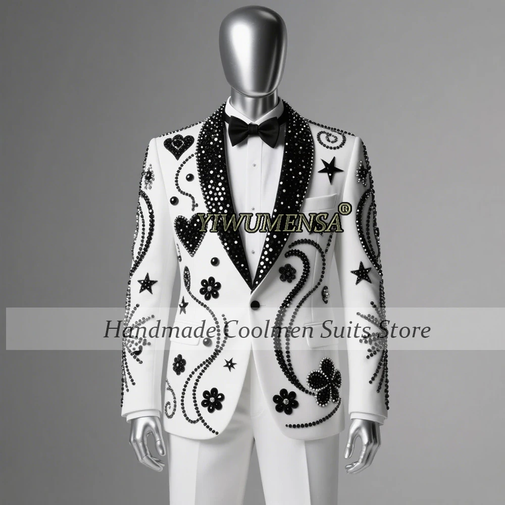 Twinkling Beaded Pearls Suits Men 2 Pieces Sequins Shawl Lapel Groom Party Blazers Customized Wedding Tuxedos traje de hombre
Twinkling Beaded Pearls Suits Men 2 Pieces Sequins Shawl Lapel Groom Party Blazers Customized Wedding Tuxedos traje de hombre