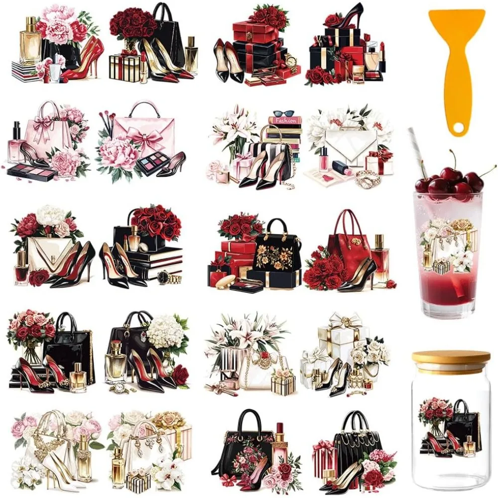 20 Pcs Female Shopping UV DTF Cup Wraps 10 Sheets Flower High Heel Shoes Handbag Cup Wraps Decals Waterproof Rub
20 Pcs Female Shopping UV DTF Cup Wraps 10 Sheets Flower High Heel Shoes Handbag Cup Wraps Decals Waterproof Rub