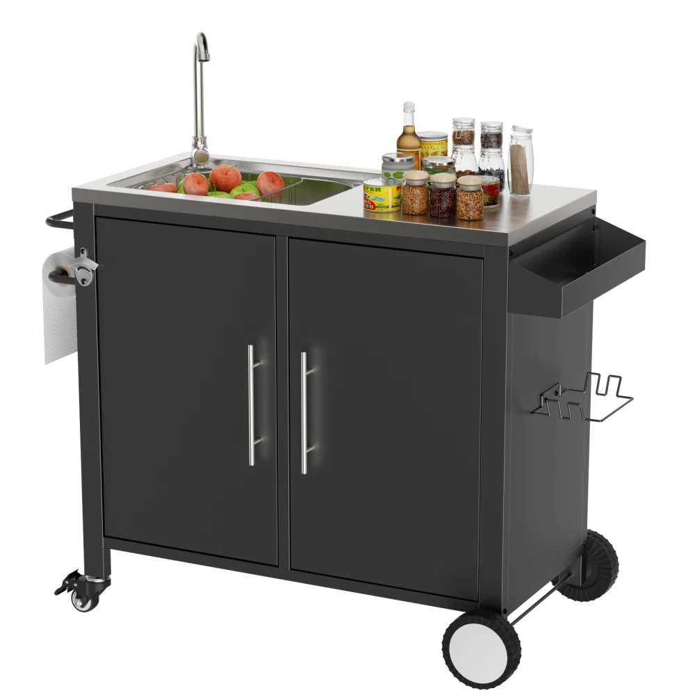 Outdoor Grill Table With Sink Stainless Steel Grill Cart With Cabinet Wheels Storage For Backyard BBQ Camping Tailgating Parties
Outdoor Grill Table With Sink Stainless Steel Grill Cart With Cabinet Wheels Storage For Backyard BBQ Camping Tailgating Parties
