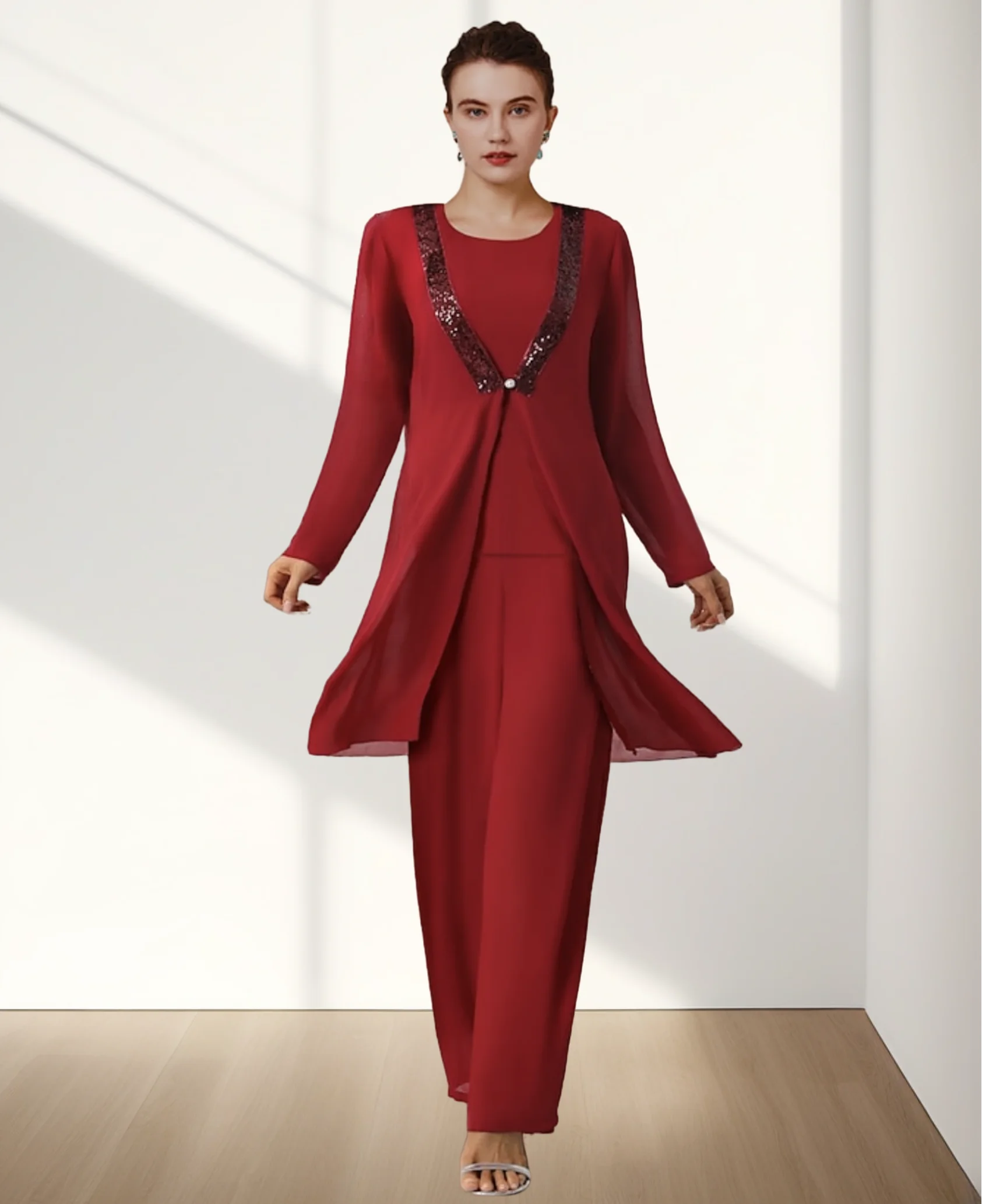 Jumpsuit / Pantsuit 3 Piece Mother of the Bride Dress Formal Wedding Guest Scoop Neck Chiffon Sleeveless with Sequin 2024
Jumpsuit / Pantsuit 3 Piece Mother of the Bride Dress Formal Wedding Guest Scoop Neck Chiffon Sleeveless with Sequin 2024
