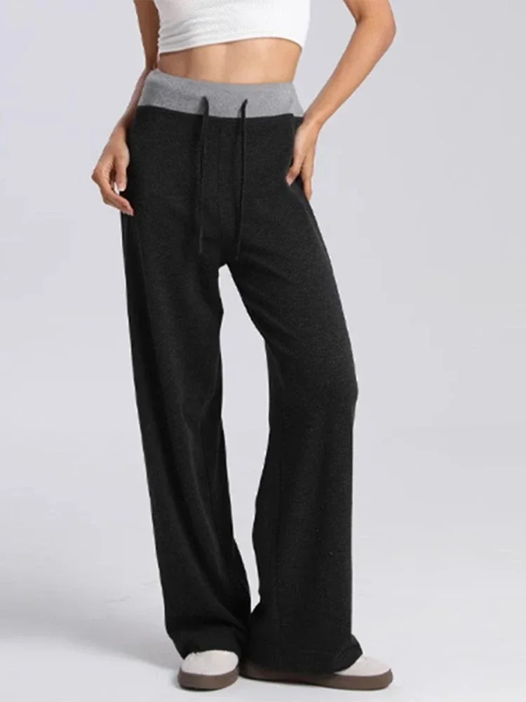 Black High Waist Ladies Pants Casual Sports Fitness Knitted Spring Wide Leg Pants for Woman Drawstring Soft Comfort Yoga Pants
Black High Waist Ladies Pants Casual Sports Fitness Knitted Spring Wide Leg Pants for Woman Drawstring Soft Comfort Yoga Pants