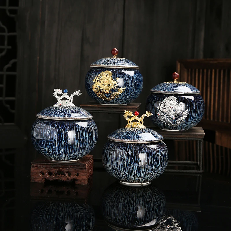 Tianmu Glazed Tea Pot Inlaid Silver Ceramic Pot Jingdezhen Storage Tea Pot Small Creative Tea Pot with Lid Household Tea Set
Tianmu Glazed Tea Pot Inlaid Silver Ceramic Pot Jingdezhen Storage Tea Pot Small Creative Tea Pot with Lid Household Tea Set