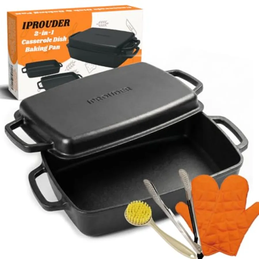 2-in-1 Pre-Seasoned Cast Iron Casserole Dish with Lid Rectangular Dutch Oven Cast Iron Baking PanandBaking Dish for Lasagna Sou
2-in-1 Pre-Seasoned Cast Iron Casserole Dish with Lid Rectangular Dutch Oven Cast Iron Baking PanandBaking Dish for Lasagna Sou