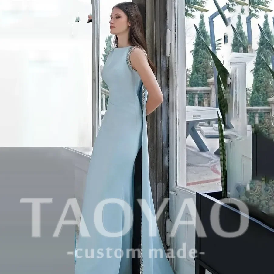 Elegant Sky Blue Mermaid O-Neck Saudi Arabic Sleeveless Evening Dress For Wedding Party Prom Dress Dubai Party Gown Customized
Elegant Sky Blue Mermaid O-Neck Saudi Arabic Sleeveless Evening Dress For Wedding Party Prom Dress Dubai Party Gown Customized