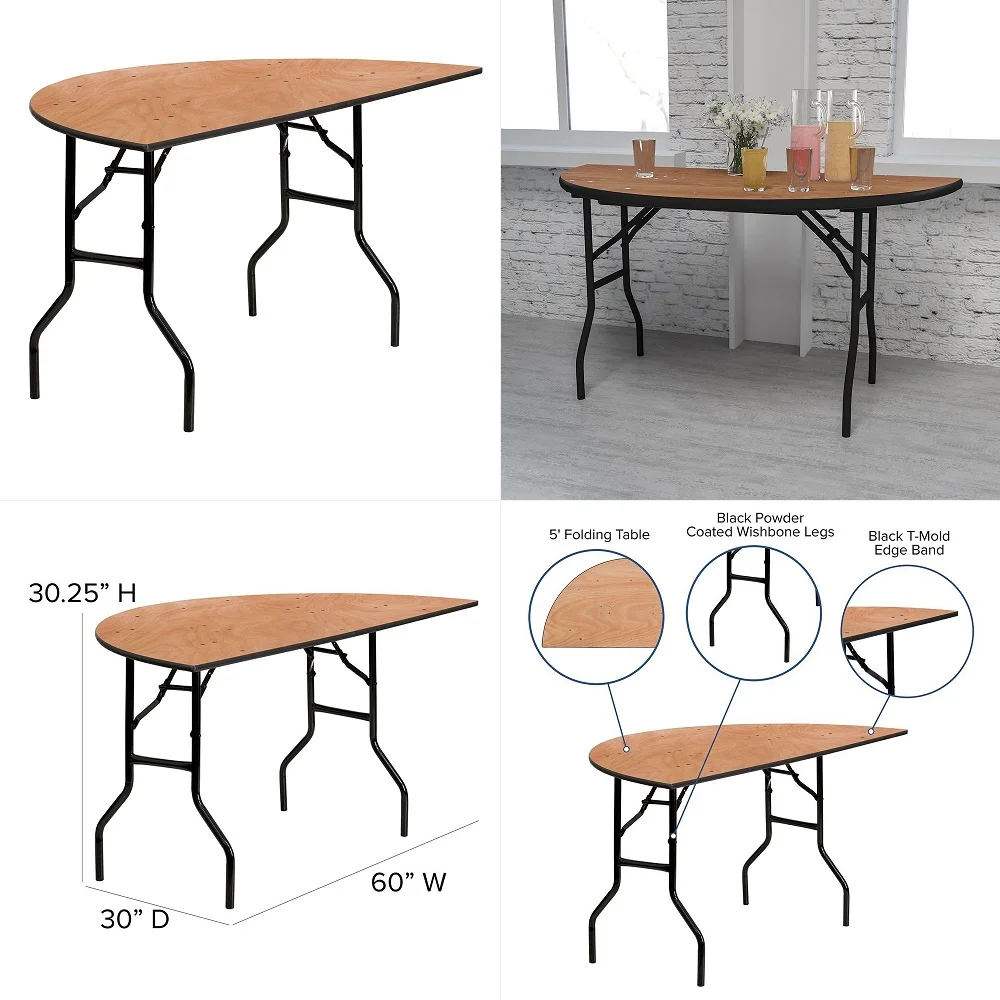30 x 60 HalfRound Folding Banquet Table, Natural Wood Top, Black PowderCoated Steel Legs, CommercialGrade Construction, SpaceSa
30 x 60 HalfRound Folding Banquet Table, Natural Wood Top, Black PowderCoated Steel Legs, CommercialGrade Construction, SpaceSa