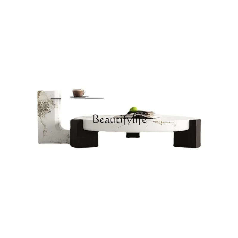 Rock slab coffee table living room household small apartment light luxury premium French round table marble
Rock slab coffee table living room household small apartment light luxury premium French round table marble