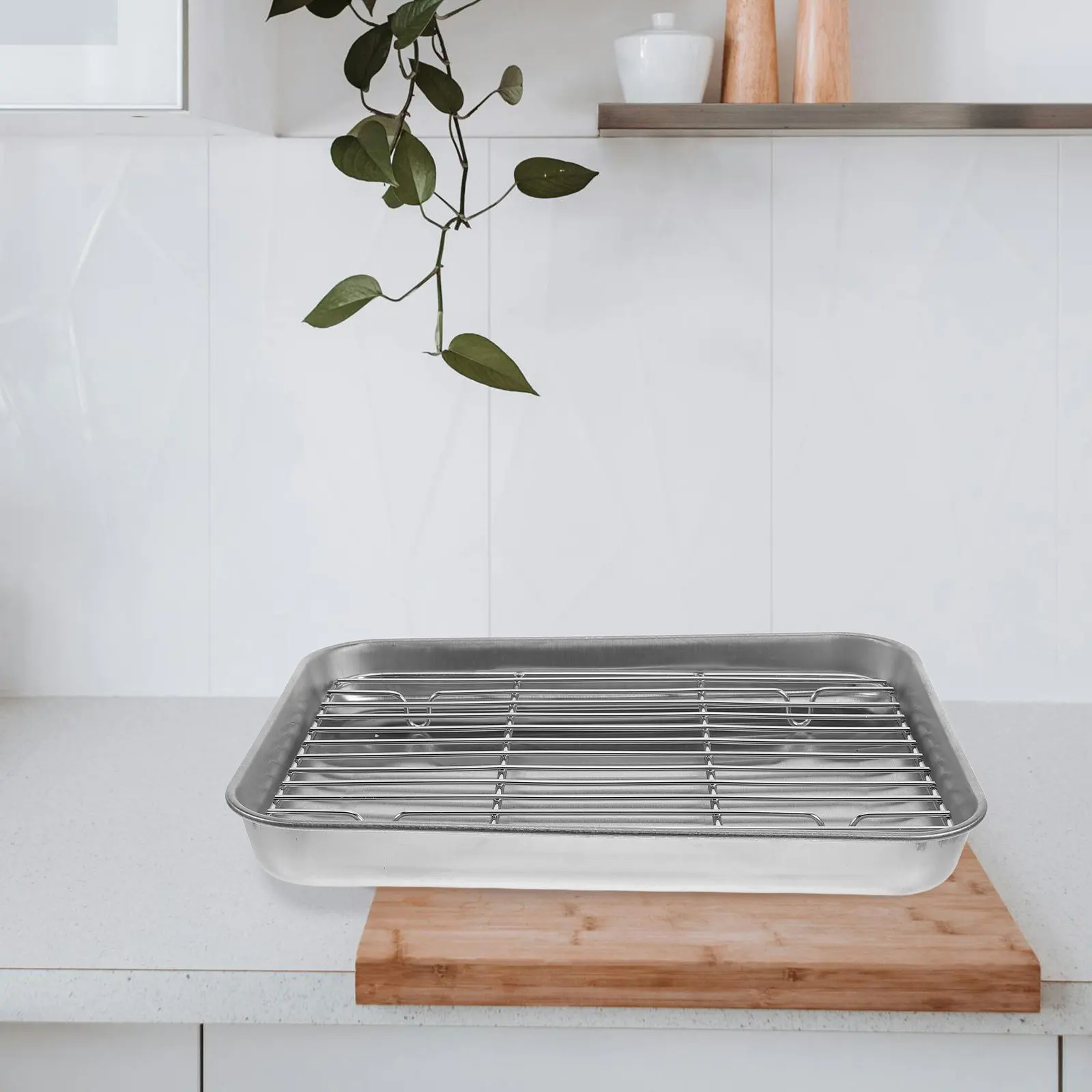 Stainless Steel Oil Filter Tray Rectangular Baking Pan with Drain Mesh Rack for Roasting Turkey Chicken Pizza Fried Foods
Stainless Steel Oil Filter Tray Rectangular Baking Pan with Drain Mesh Rack for Roasting Turkey Chicken Pizza Fried Foods