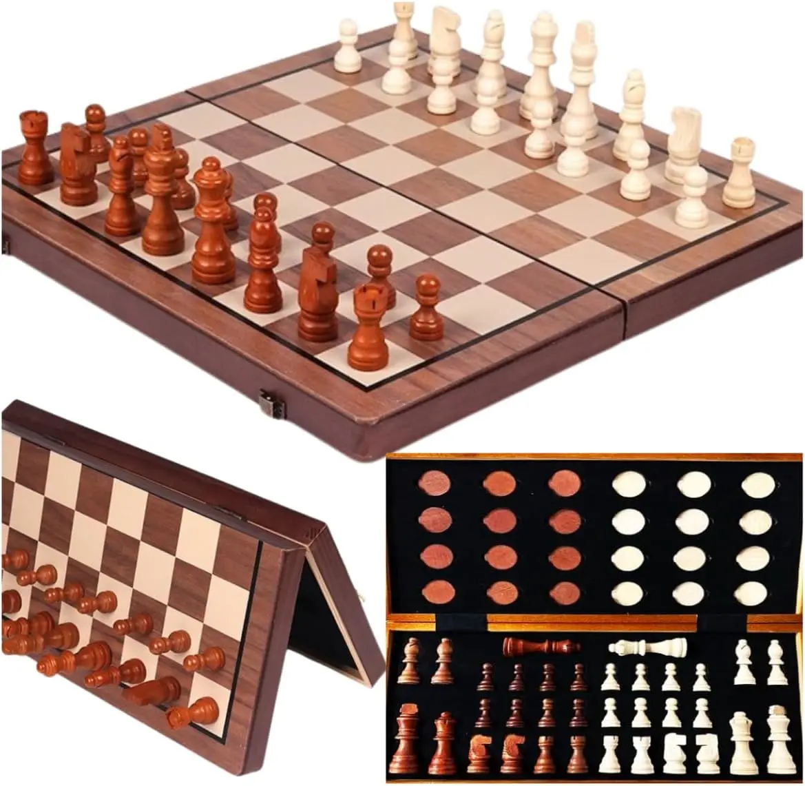 Набор магнитных шахмат и шашек 2-в-1, отделка из орехового дерева 15 футов, складная дорожная игра с дополнительными краями и сумкой
Набор магнитных шахмат и шашек 2-в-1, отделка из орехового дерева 15 футов, складная дорожная игра с дополнительными краями и сумкой