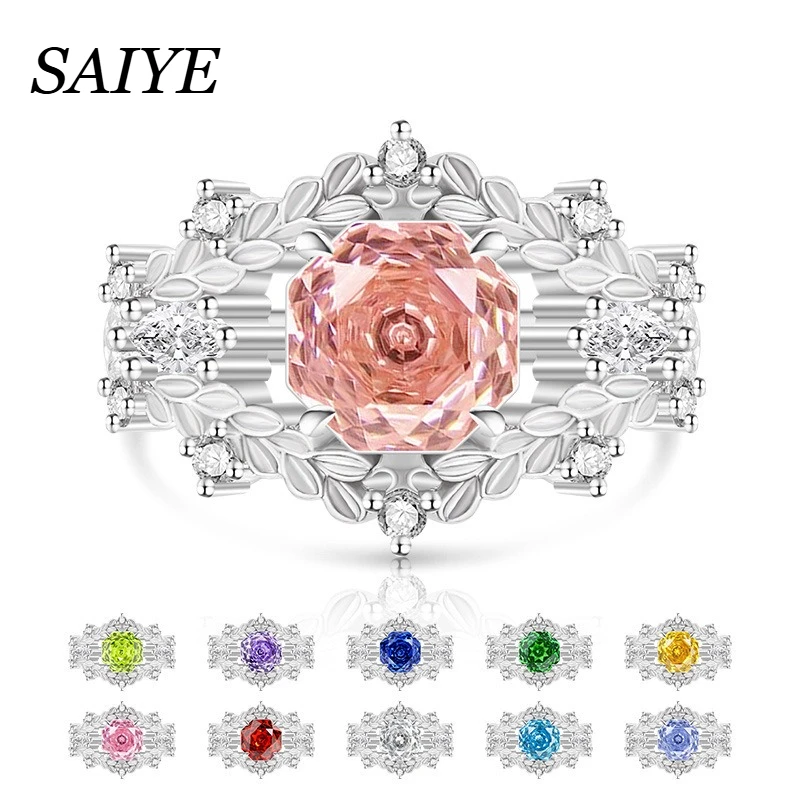 925 Sterling Silver Rose Flower Cut Pink Cubic Zirconia Ring Women Double Layer Leaf Ring Engagement Wedding Fine Jewelry Gift
925 Sterling Silver Rose Flower Cut Pink Cubic Zirconia Ring Women Double Layer Leaf Ring Engagement Wedding Fine Jewelry Gift