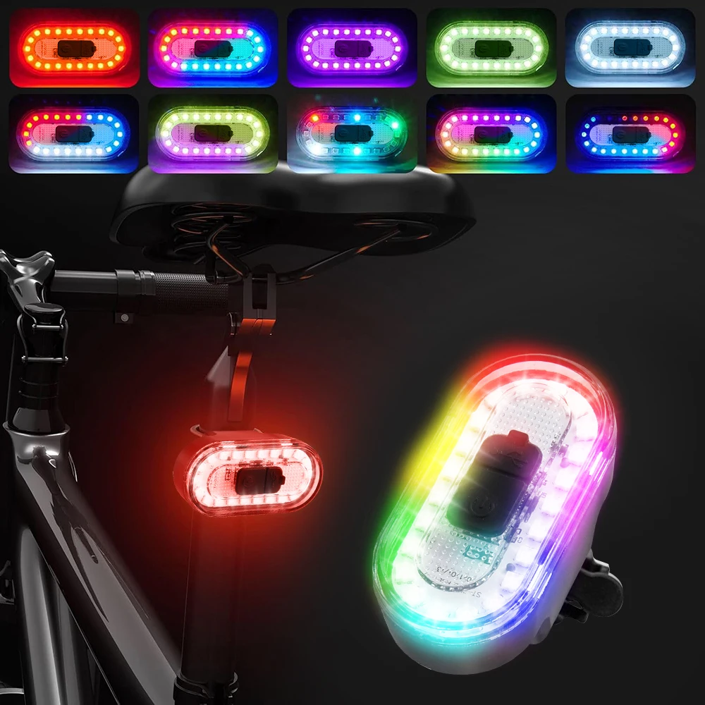 2pcs RGB Colorful Bike Light 500 Mah 14 Modes Bicycle Rear Taillight Type C Charge Waterpoof Bike Lamp with Memory Mode
2pcs RGB Colorful Bike Light 500 Mah 14 Modes Bicycle Rear Taillight Type C Charge Waterpoof Bike Lamp with Memory Mode